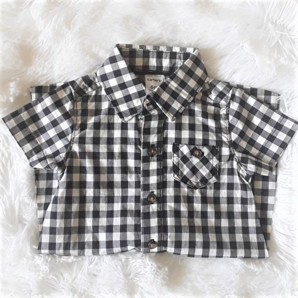 CARTER'S Gingham Button-Front Romper 6 Months NWOT - Picture 5 of 9